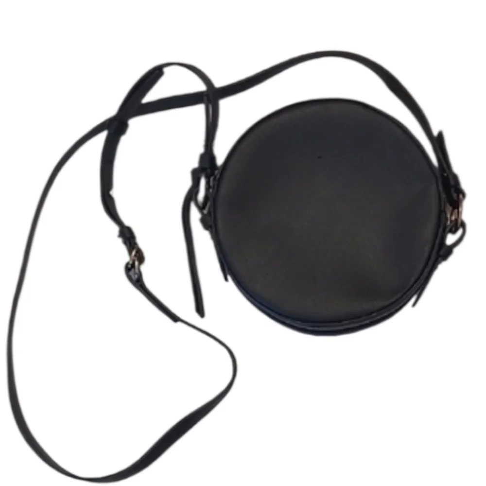 GAP Circular Crossbody Bag Shoulder Zip Around Circle Faux Leather Mini Handbag